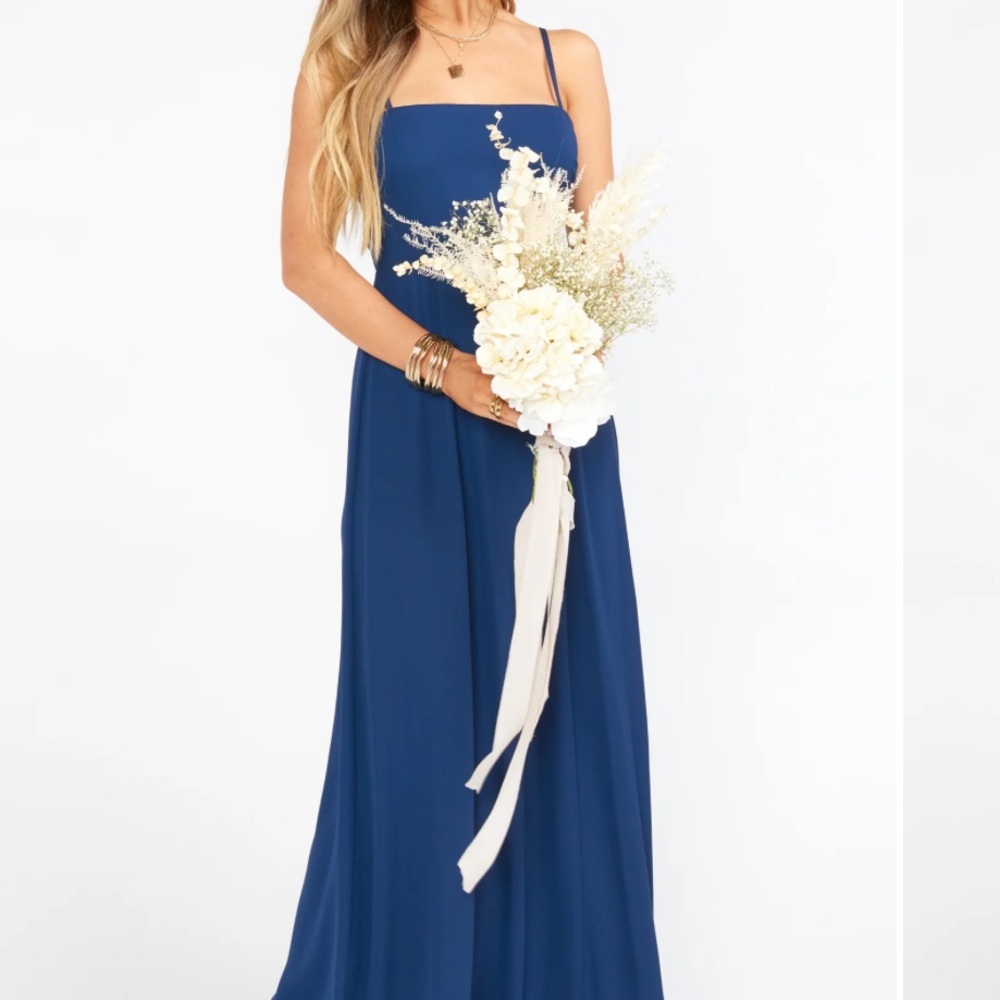 Show Me Your Mumu - Lauren Tie Bridesmaid Dress in “Rich Navy Crisp”